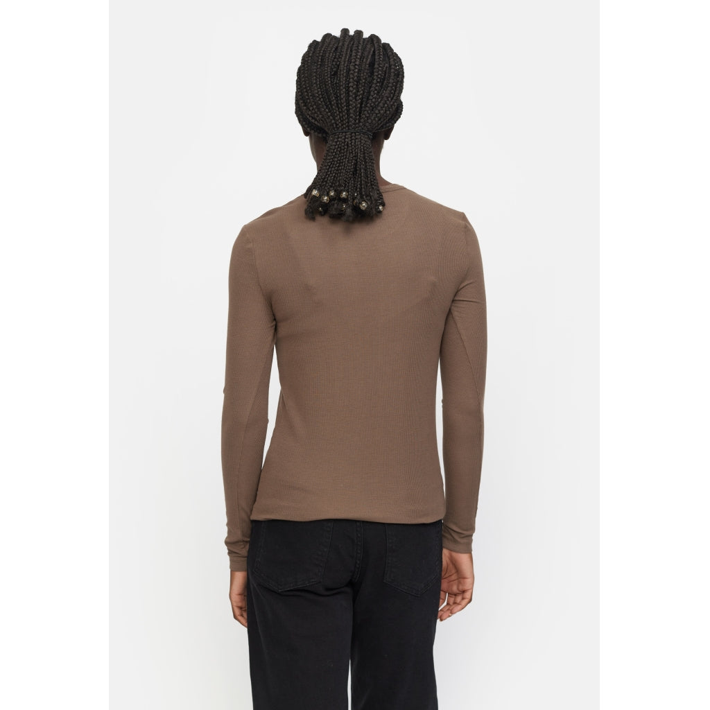 Soft Rebels Fenja O Neck Top Morel Brun