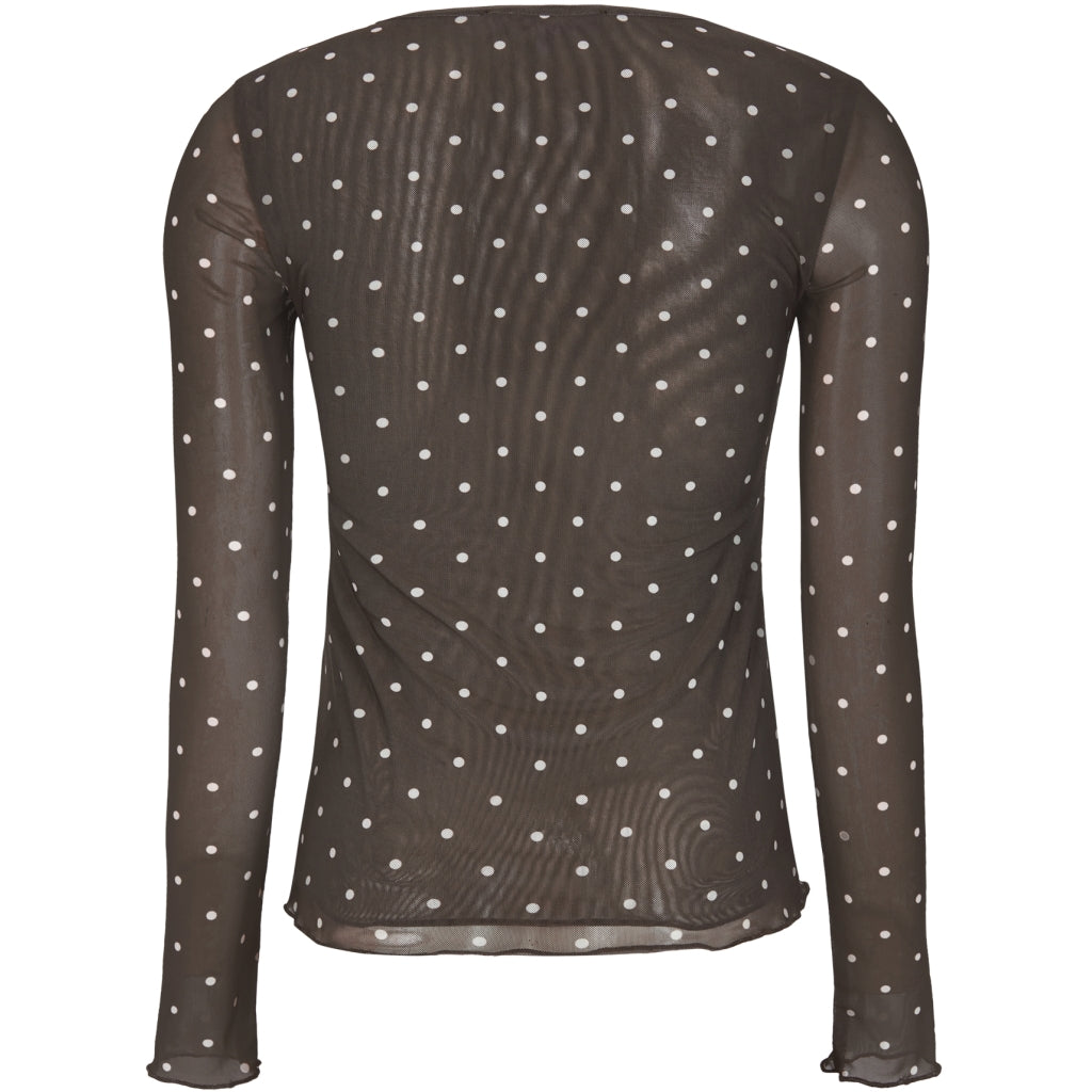 Soft Rebels Roselyn O-Neck Top Prikker Coffee Bean Brun