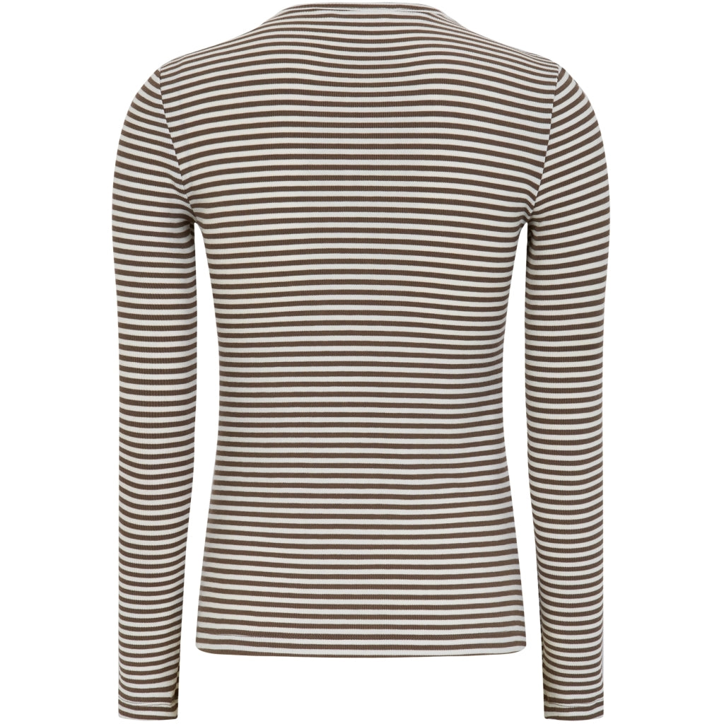 Soft Rebels Fenja O Neck Top Stripe Coffee Brun