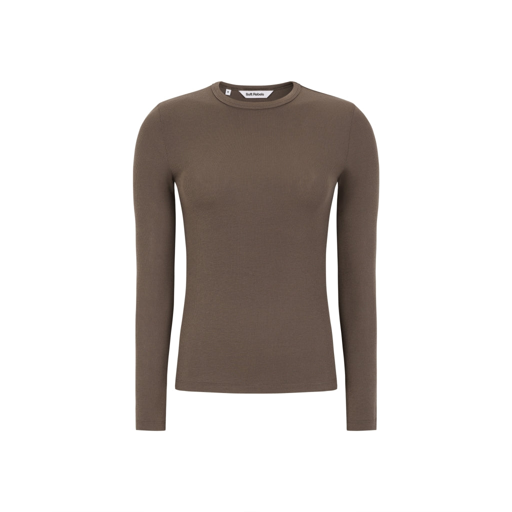 Soft Rebels Fenja O Neck Top Coffee Brun