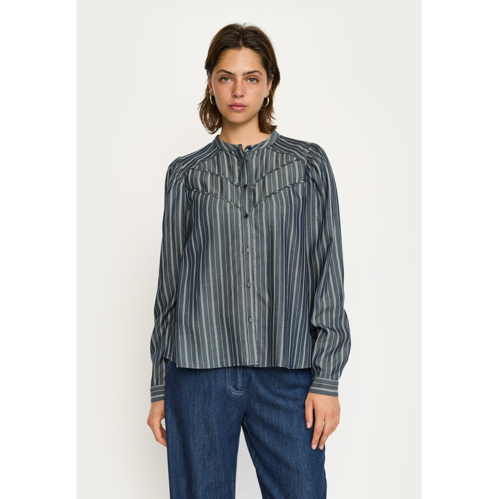 Soft Rebels Charlotte Bluse Stribet Total Eclipse Mørkeblå