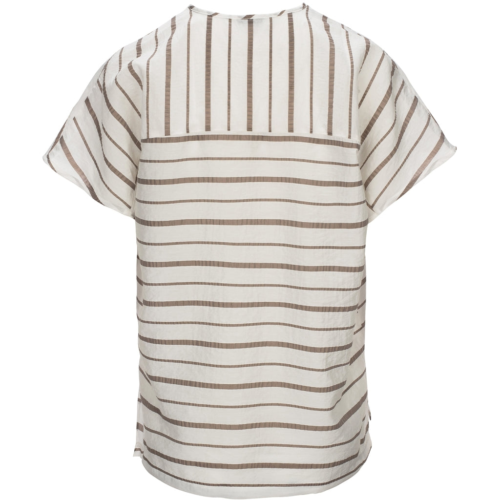 One Two Zanello Bluse Champagne Stribet Brun