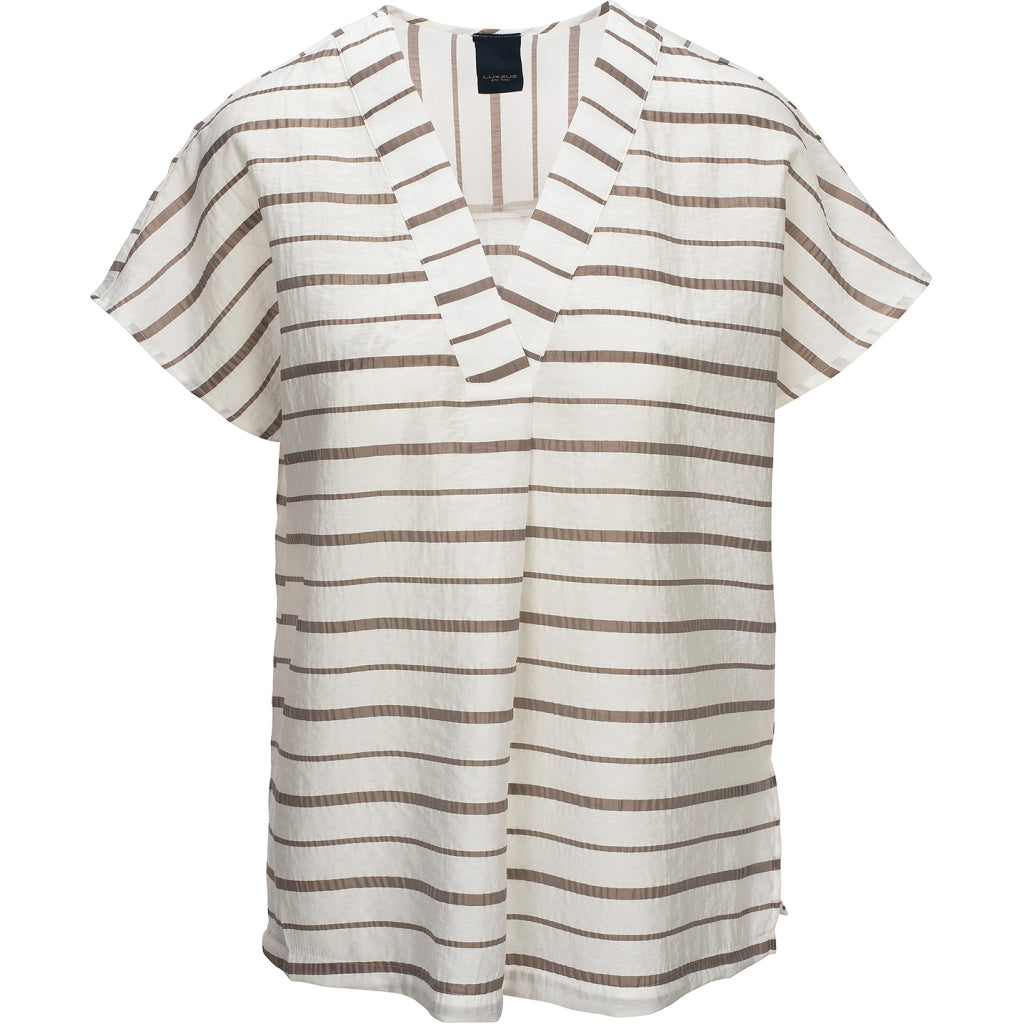 One Two Zanello Bluse Champagne Stribet Brun