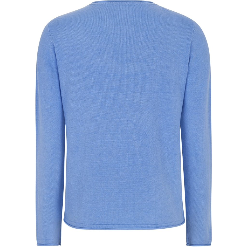 Soft Rebels Marla O Neck Strik Roll Edge Hydrangea Blå
