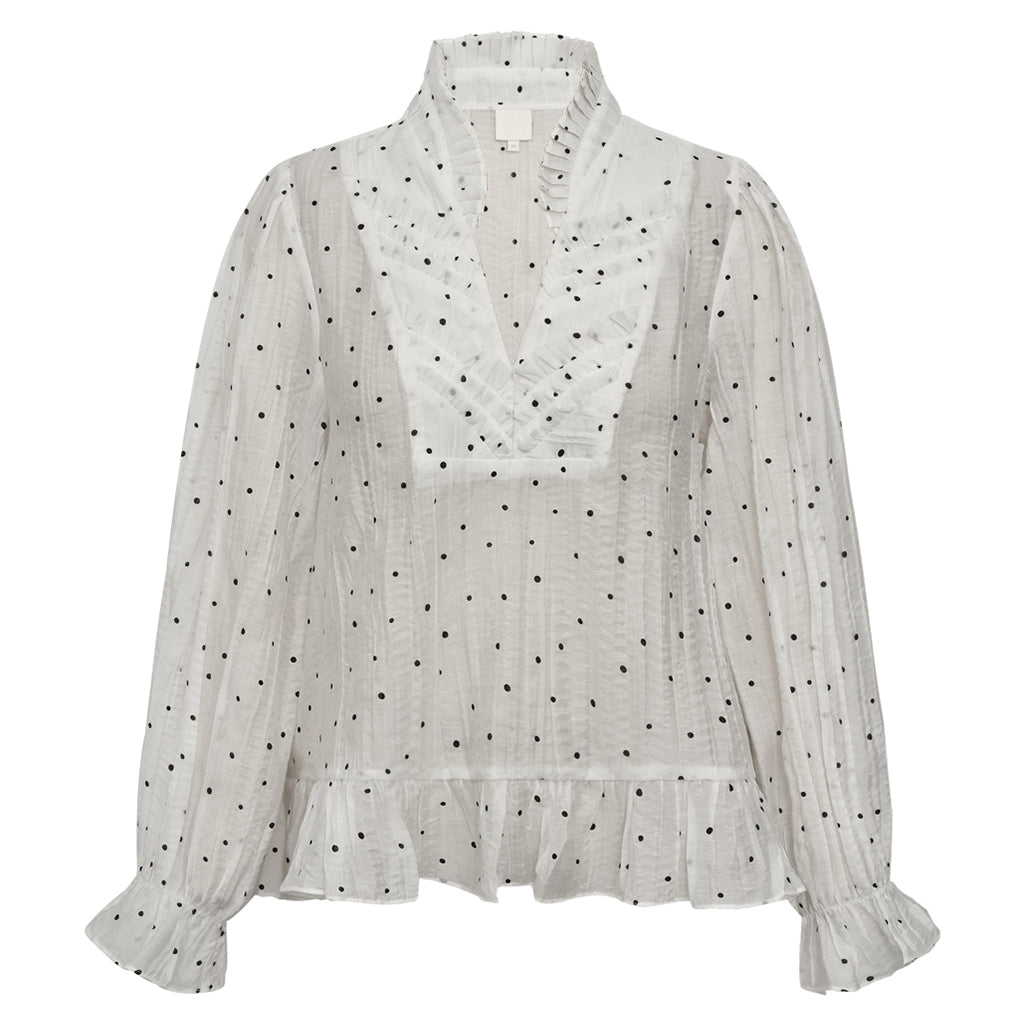 GOSSIA NazliGO Lullo Bluse Off White Sorte Dots