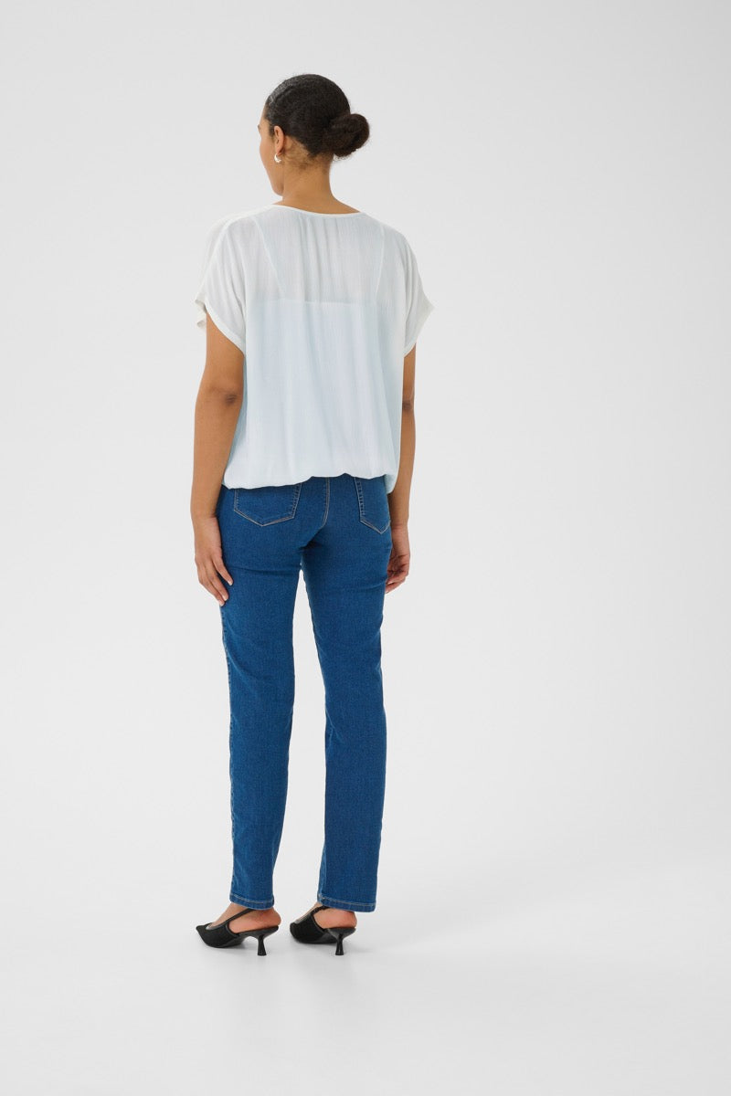 KAFFE Amber Stanley Bluse Chalk Hvid