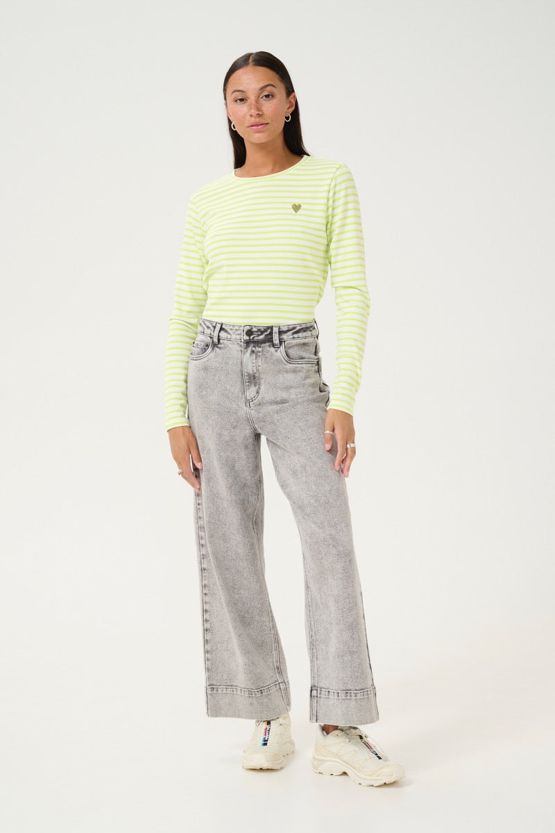 KAFFE Liddy T Shirt LS Chalk Lys Grøn