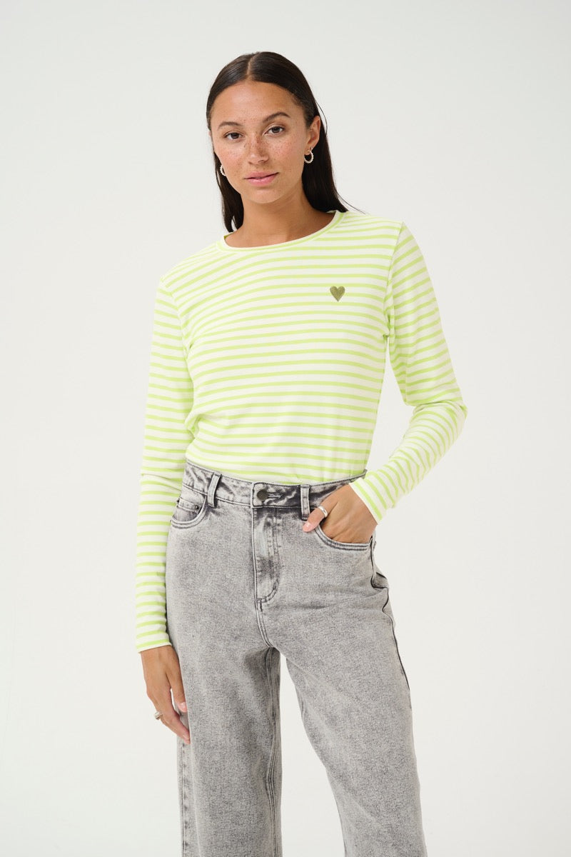KAFFE Liddy T Shirt LS Chalk Lys Grøn