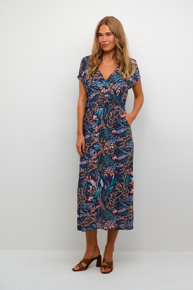 KAFFE Jennifer Maxi Kjole Midnight Marine Blå