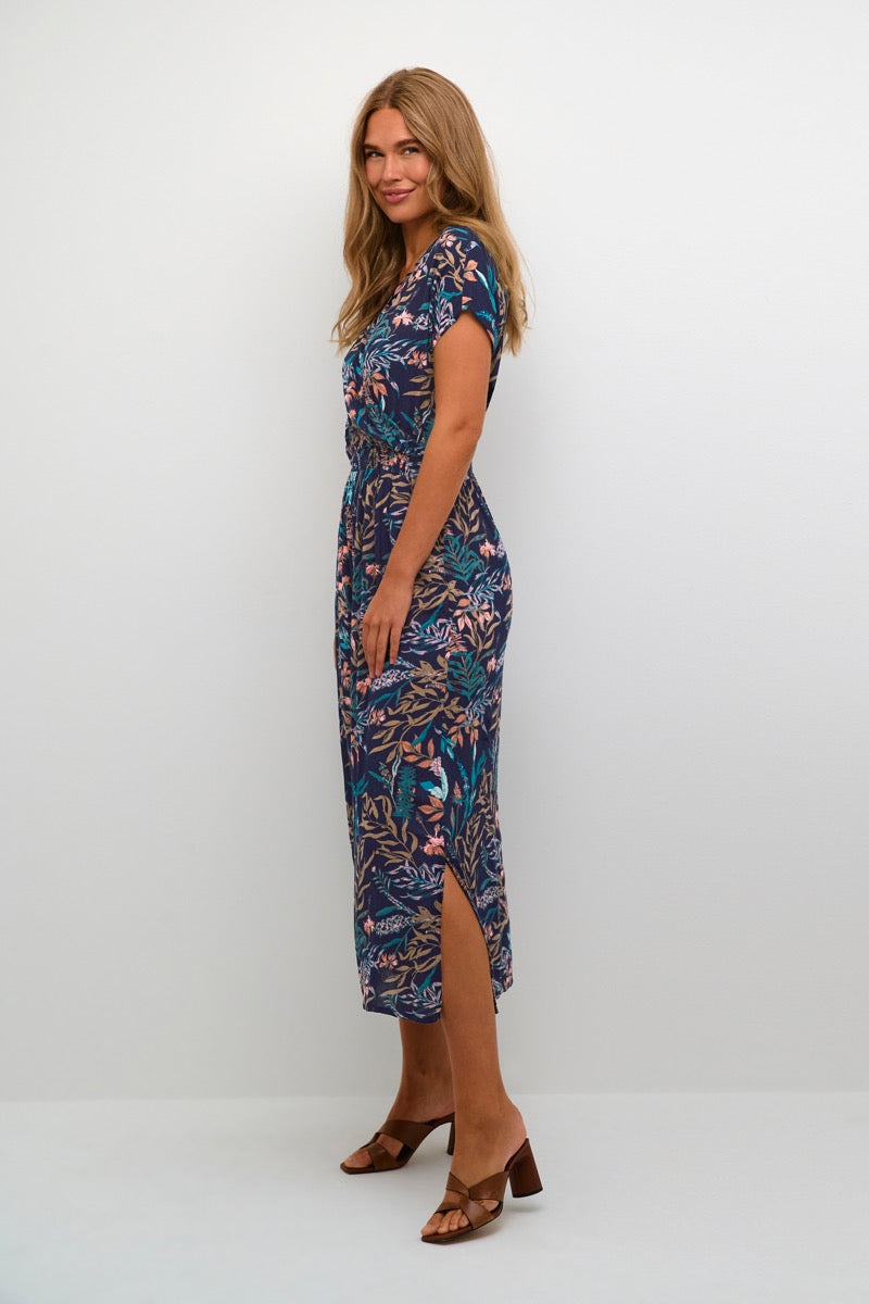 KAFFE Jennifer Maxi Kjole Midnight Marine Blå