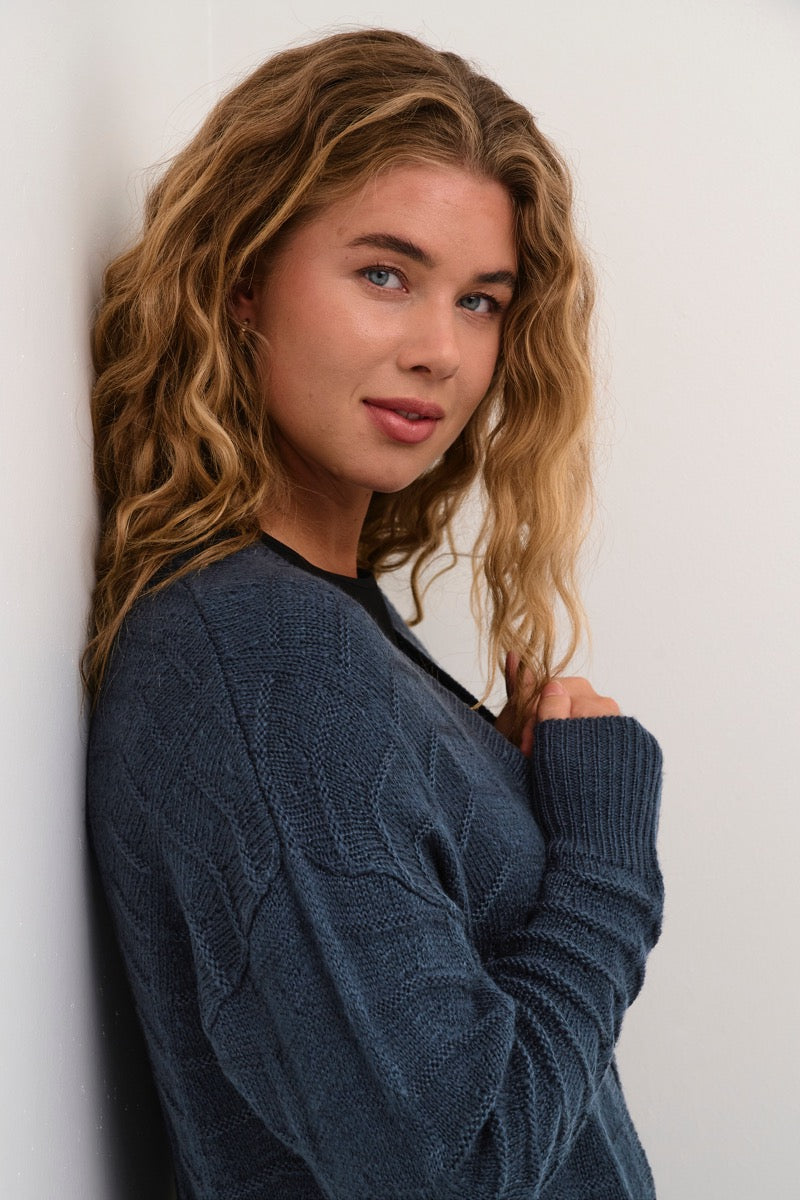 KAFFE Emria Strik Cardigan Midnight Marine Blå