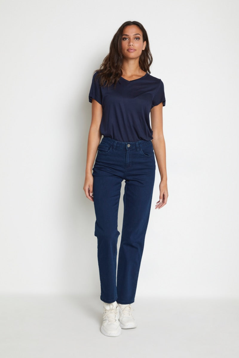KAFFE Vicky Straight Jeans Dark Blå Denim