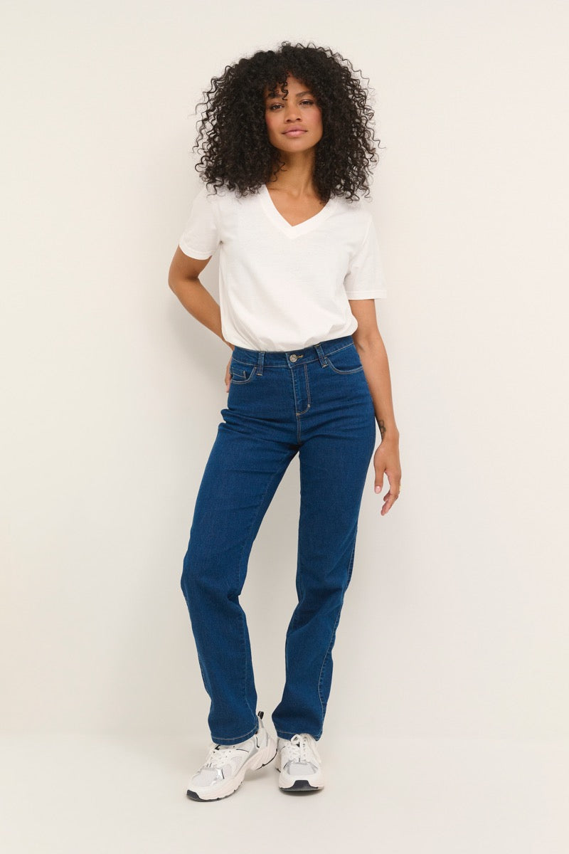 KAFFE Vicky Straight Jeans Medium Blå Denim
