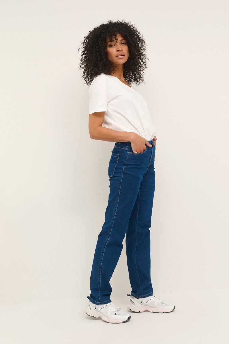 KAFFE Vicky Straight Jeans Medium Blå Denim