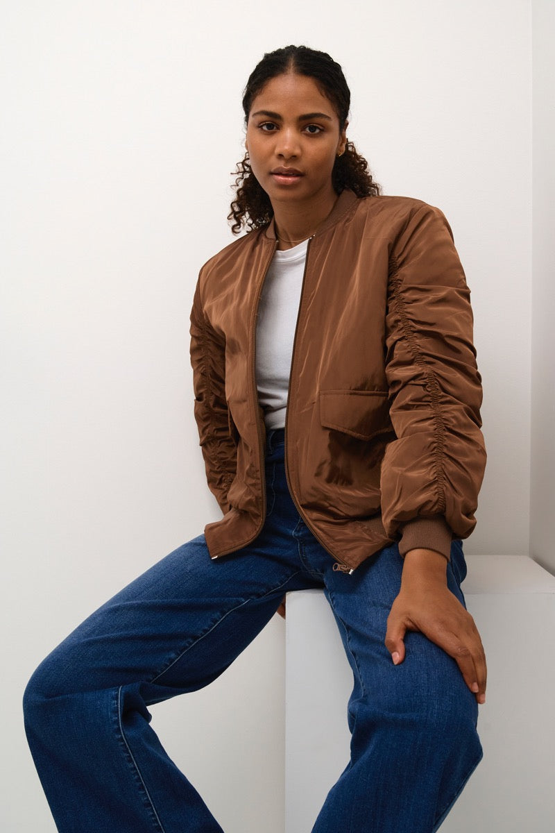 KAFFE Boli Bomber Jakke Soft Silt Brun