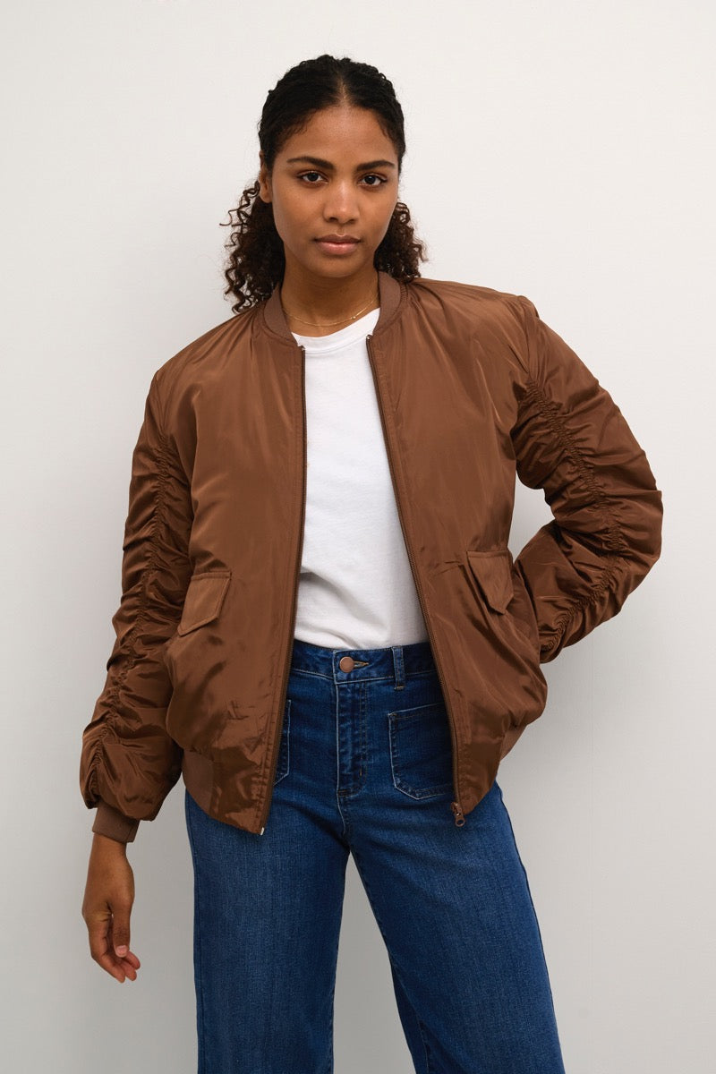 KAFFE Boli Bomber Jakke Soft Silt Brun