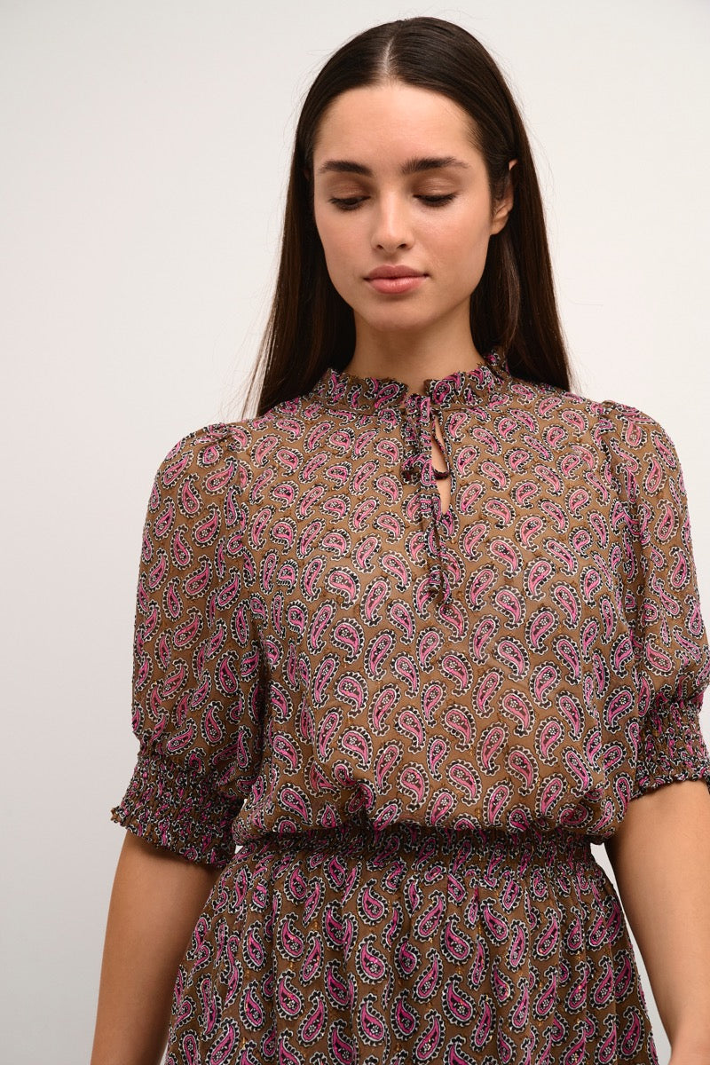 KAFFE Catalina Bluse Soft Silt Paisley Print