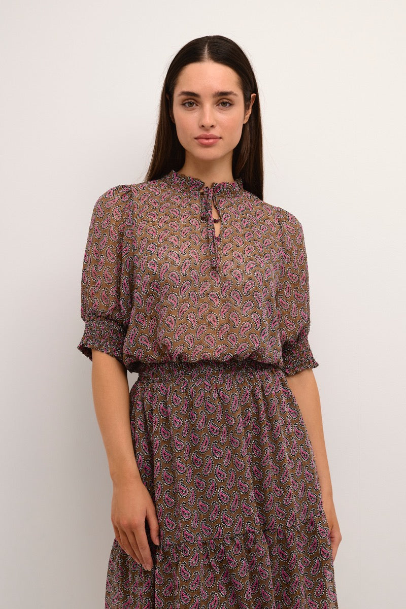 KAFFE Catalina Bluse Soft Silt Paisley Print