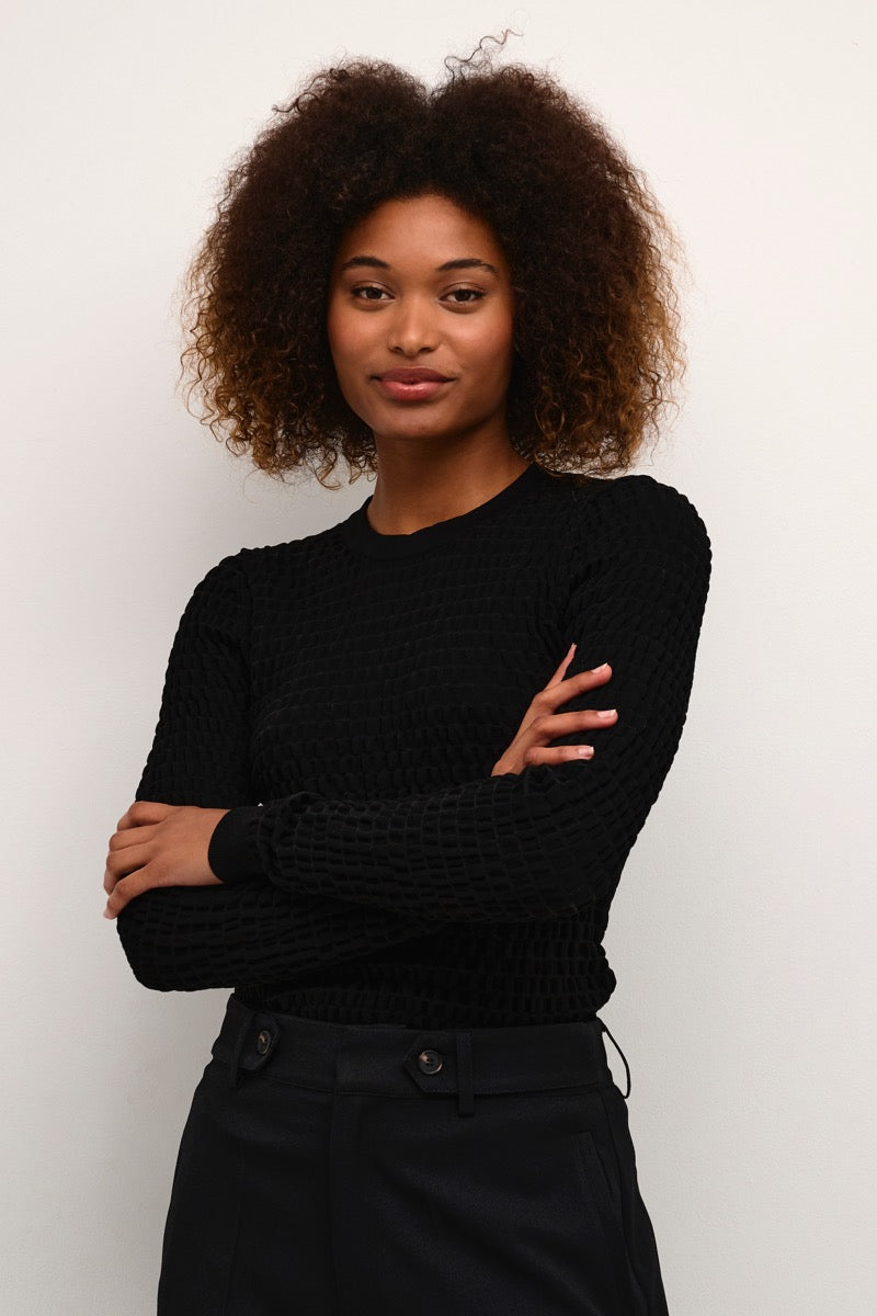 KAFFE Ella Strik Pullover Dyb Sort