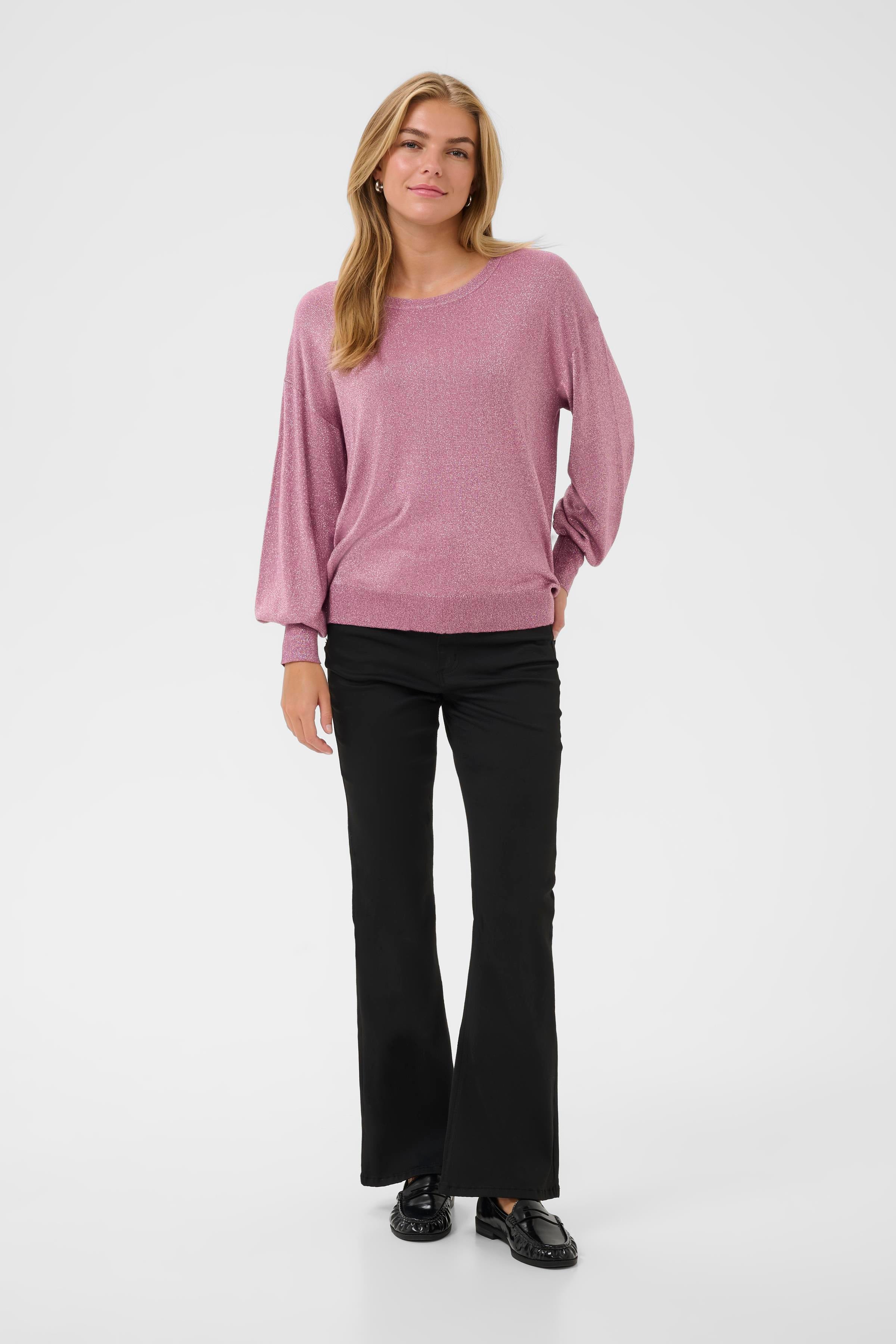KAFFE Regina Strik O-Neck Tulipwood Lyserød