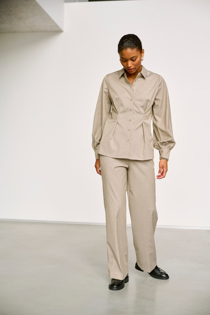 KAFFE Solena Bukser Brindle Chalk Stribet Brun