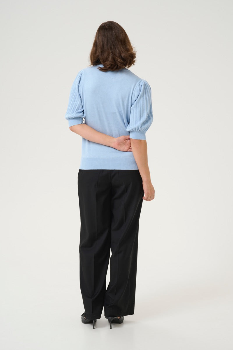KAFFE Lone Strik Pullover 1/2 SL Soft Chambray Blå