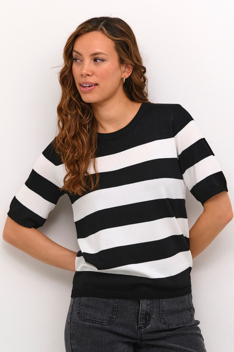 KAFFE Lizza Stribet Pullover Sort