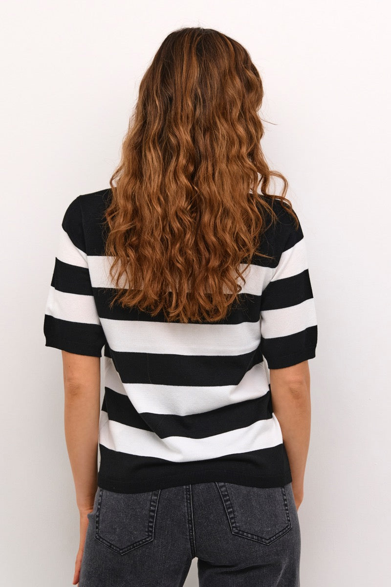 KAFFE Lizza Stribet Pullover Sort