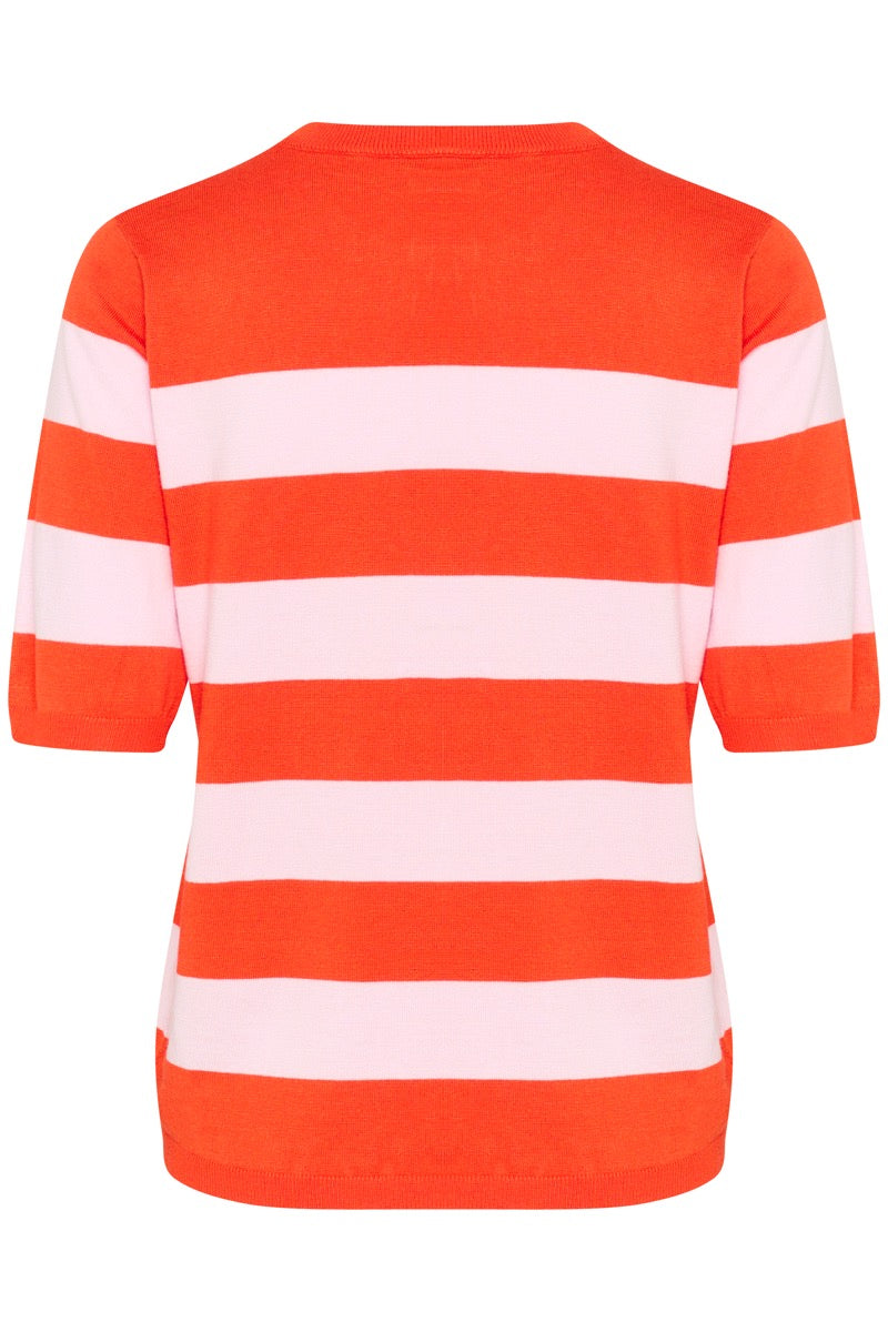 KAFFE Lizza Stribet Pullover Grenadine Rød