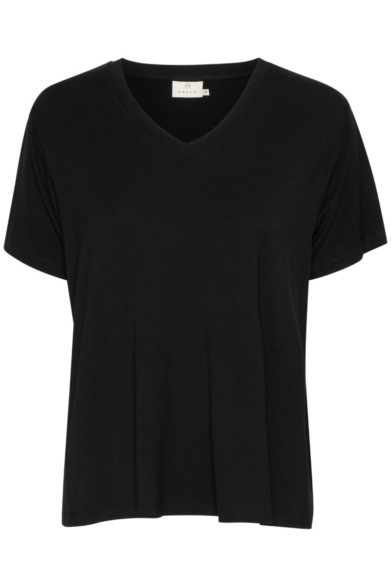 KAFFE Frida V-Neck T Shirt Sort