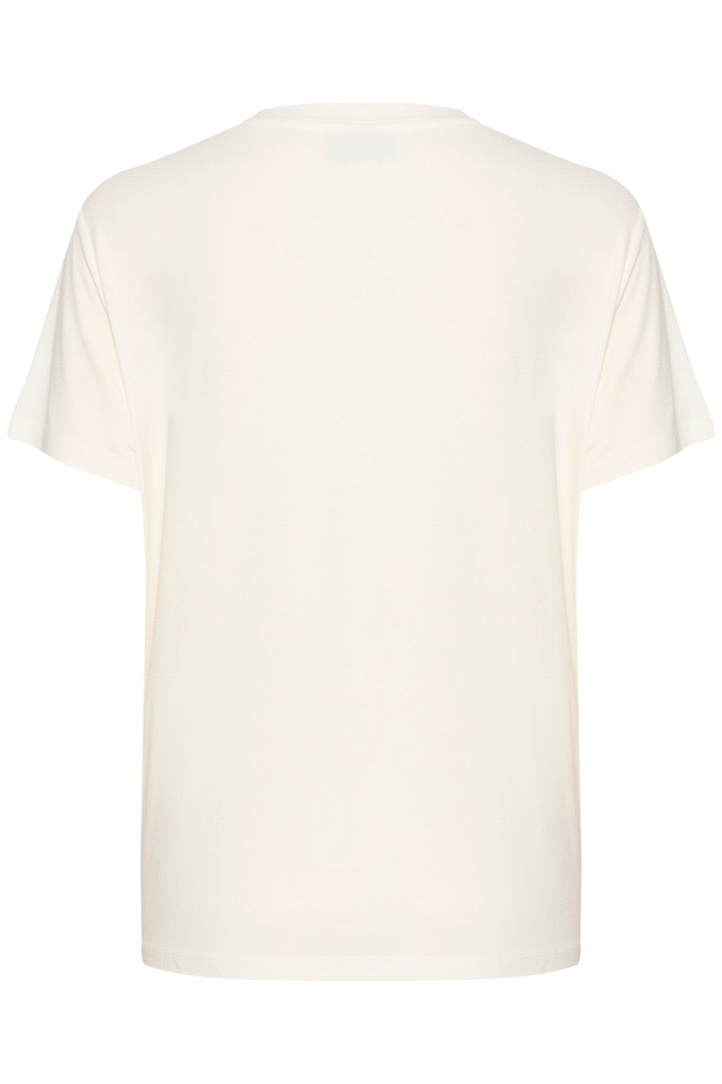 KAFFE Thora T-shirt Blomster Chalk Hvid