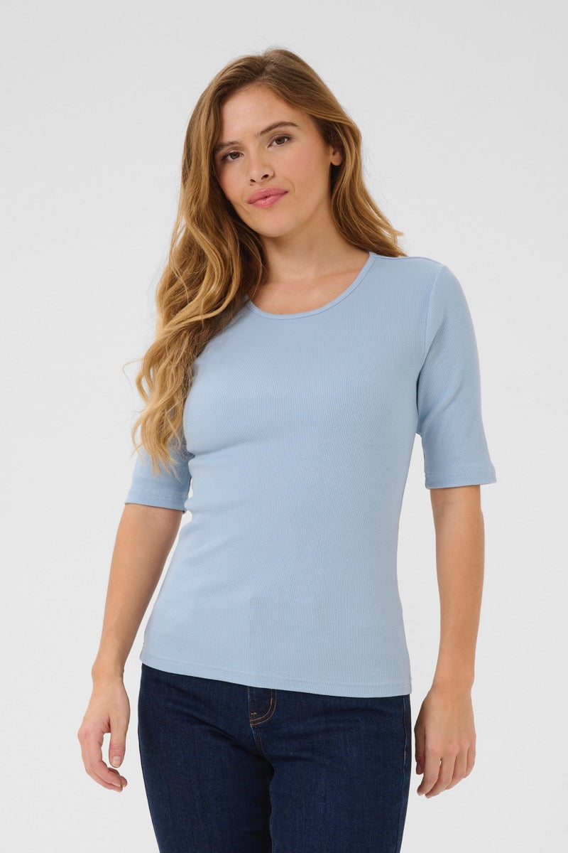 KAFFE Carna T Shirt Soft Chambray Blå