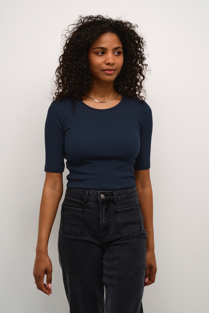 KAFFE Carna T Shirt Midnight Marine Blå