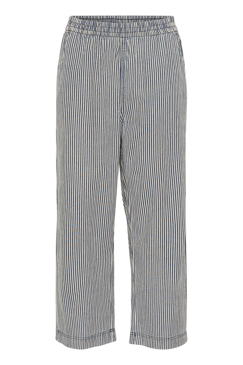 KAFFE Naya Culotte Bukser Stribet Midnight Blå Hvid