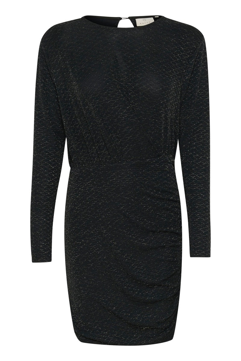 KAFFE Ellie Kjole Jersey Sort Sølv Glitter