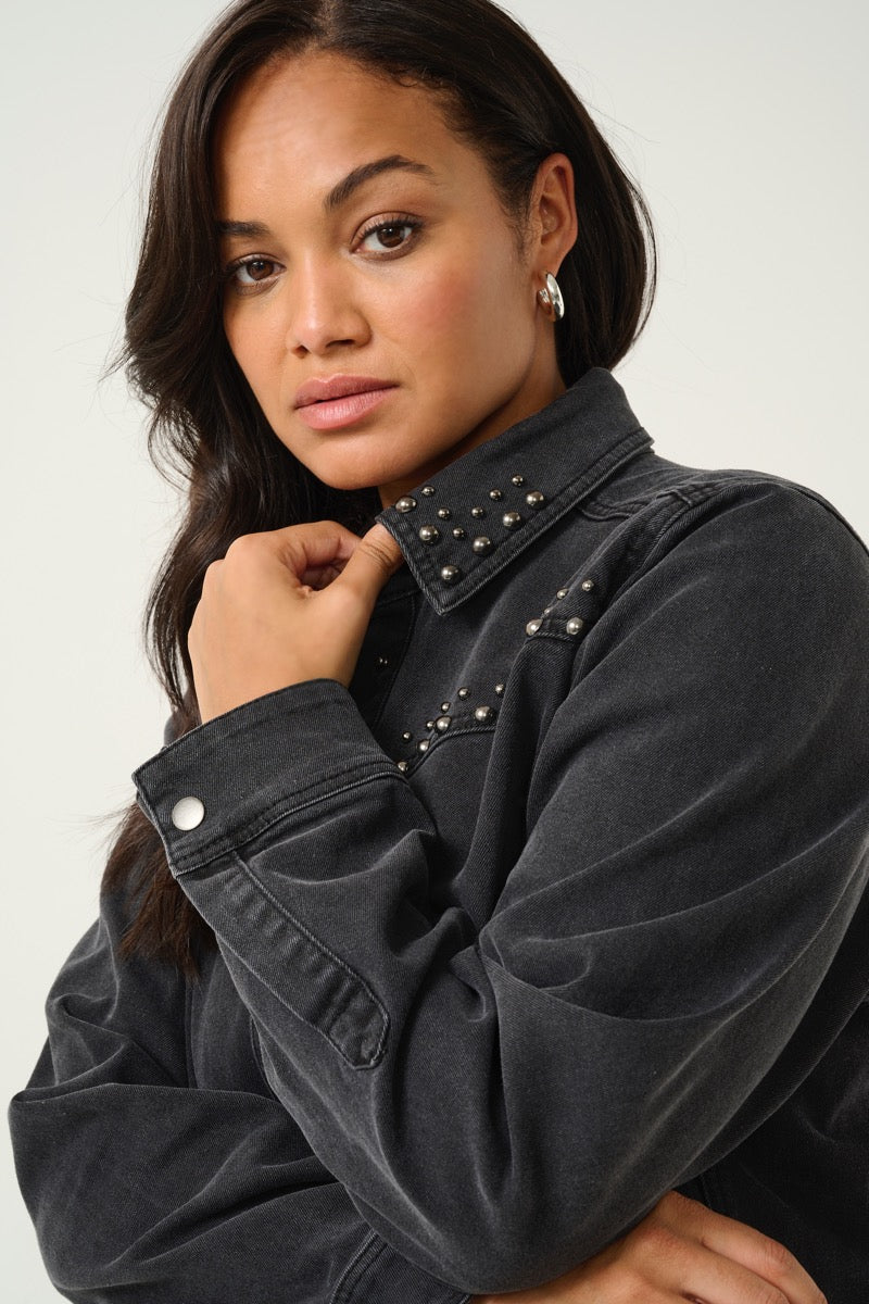 KAFFE Louisa Denim Skjorte Washed Sort