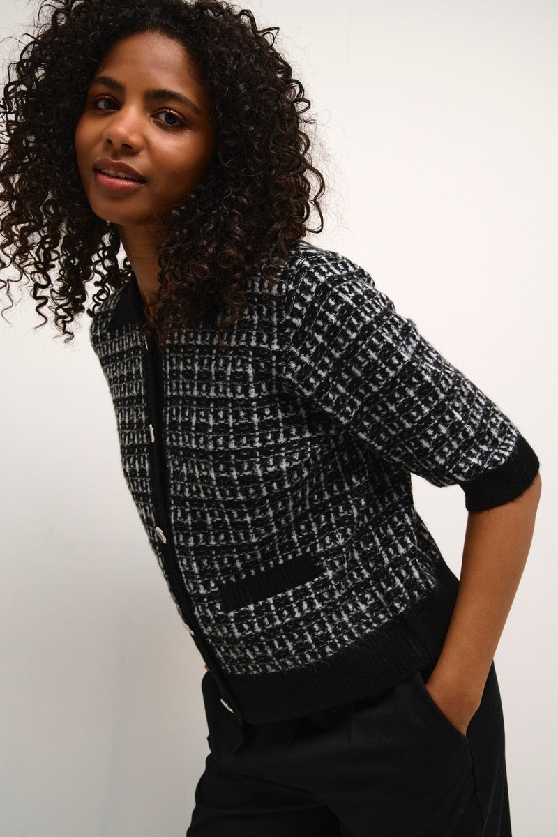 KAFFE Birte Cardigan Sort Turtledove Hvid