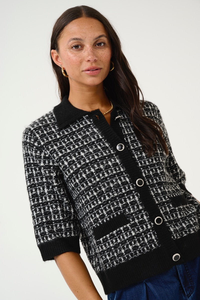 KAFFE Birte Cardigan Sort Turtledove Hvid