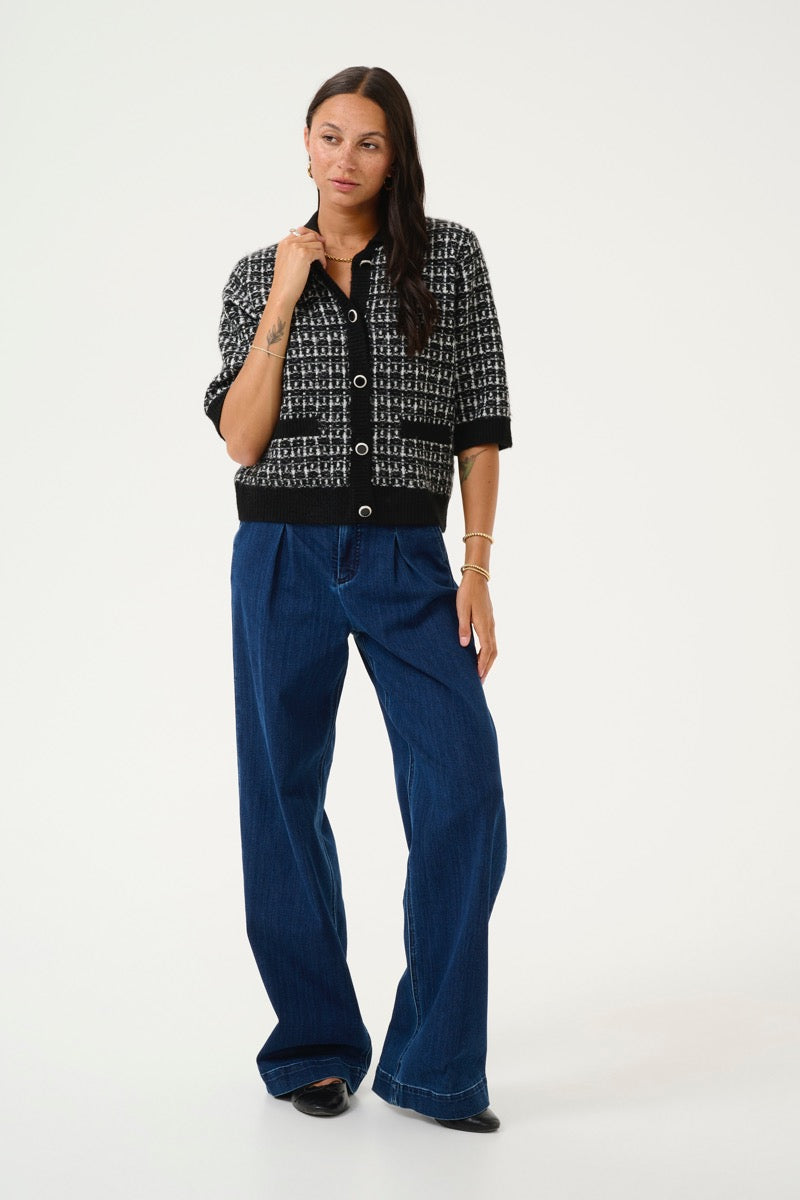 KAFFE Birte Cardigan Sort Turtledove Hvid