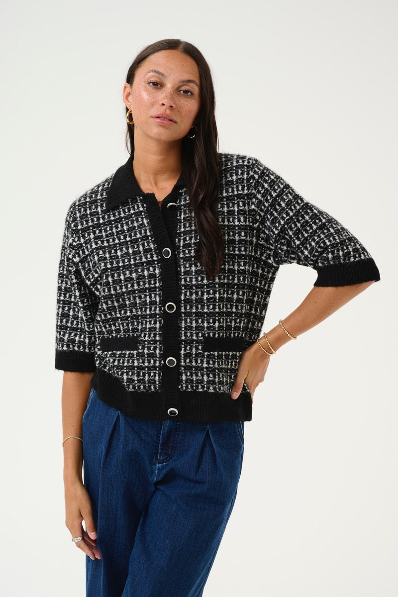 KAFFE Birte Cardigan Sort Turtledove Hvid
