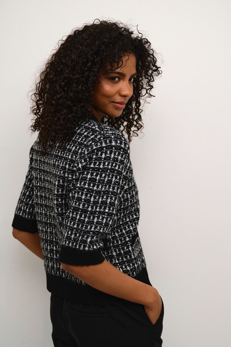 KAFFE Birte Cardigan Sort Turtledove Hvid