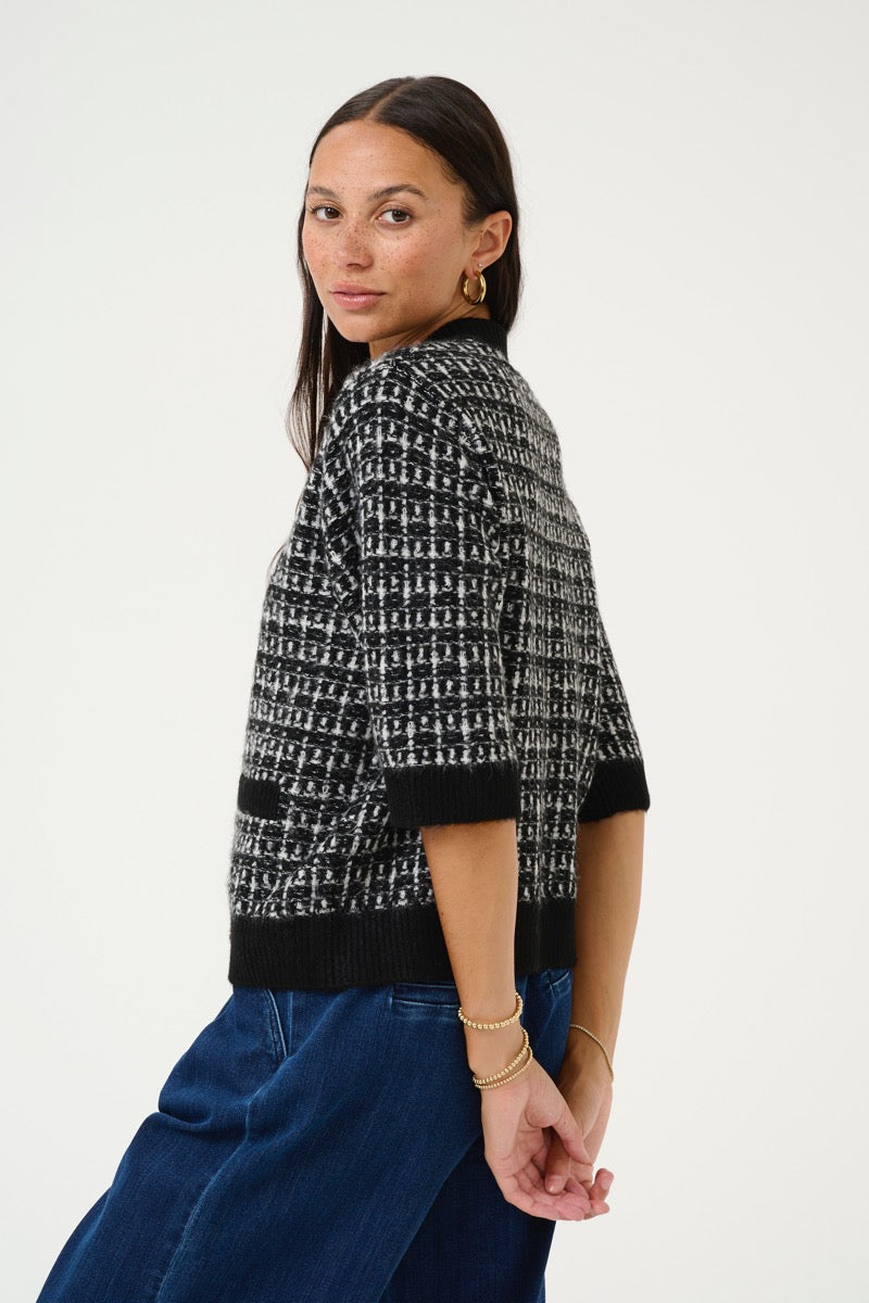 KAFFE Birte Cardigan Sort Turtledove Hvid