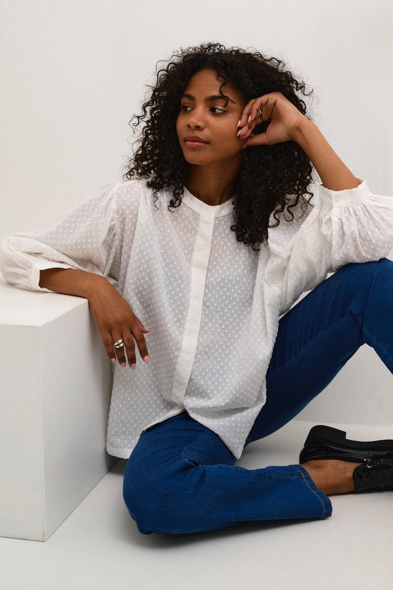 KAFFE Roca Bluse Chalk Hvid