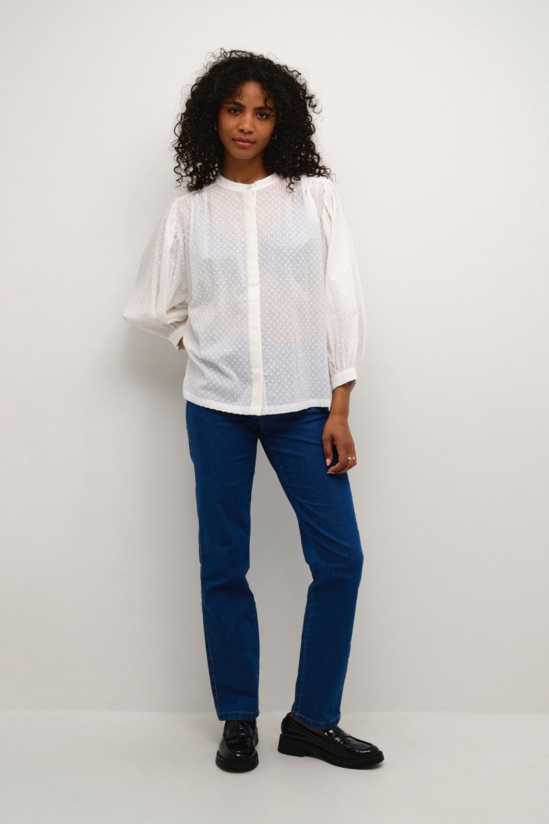 KAFFE Roca Bluse Chalk Hvid
