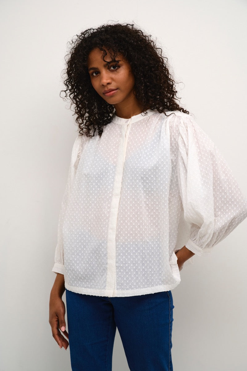 KAFFE Roca Bluse Chalk Hvid