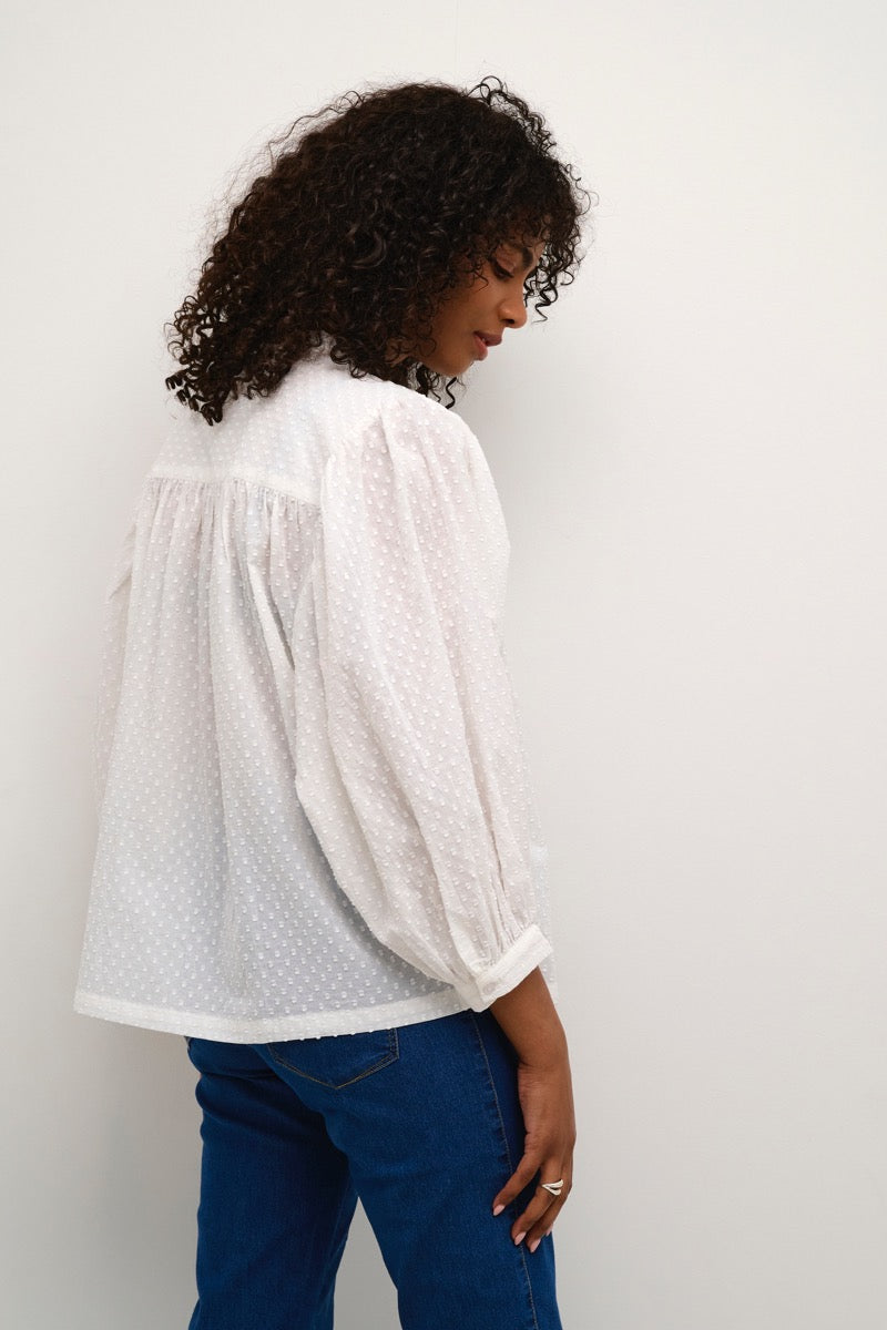 KAFFE Roca Bluse Chalk Hvid