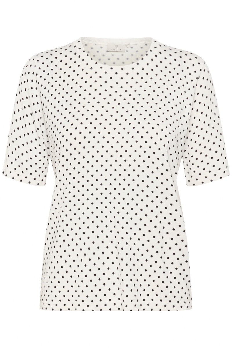 KAFFE Liz Pullover Prikket Chalk Hvid Sort