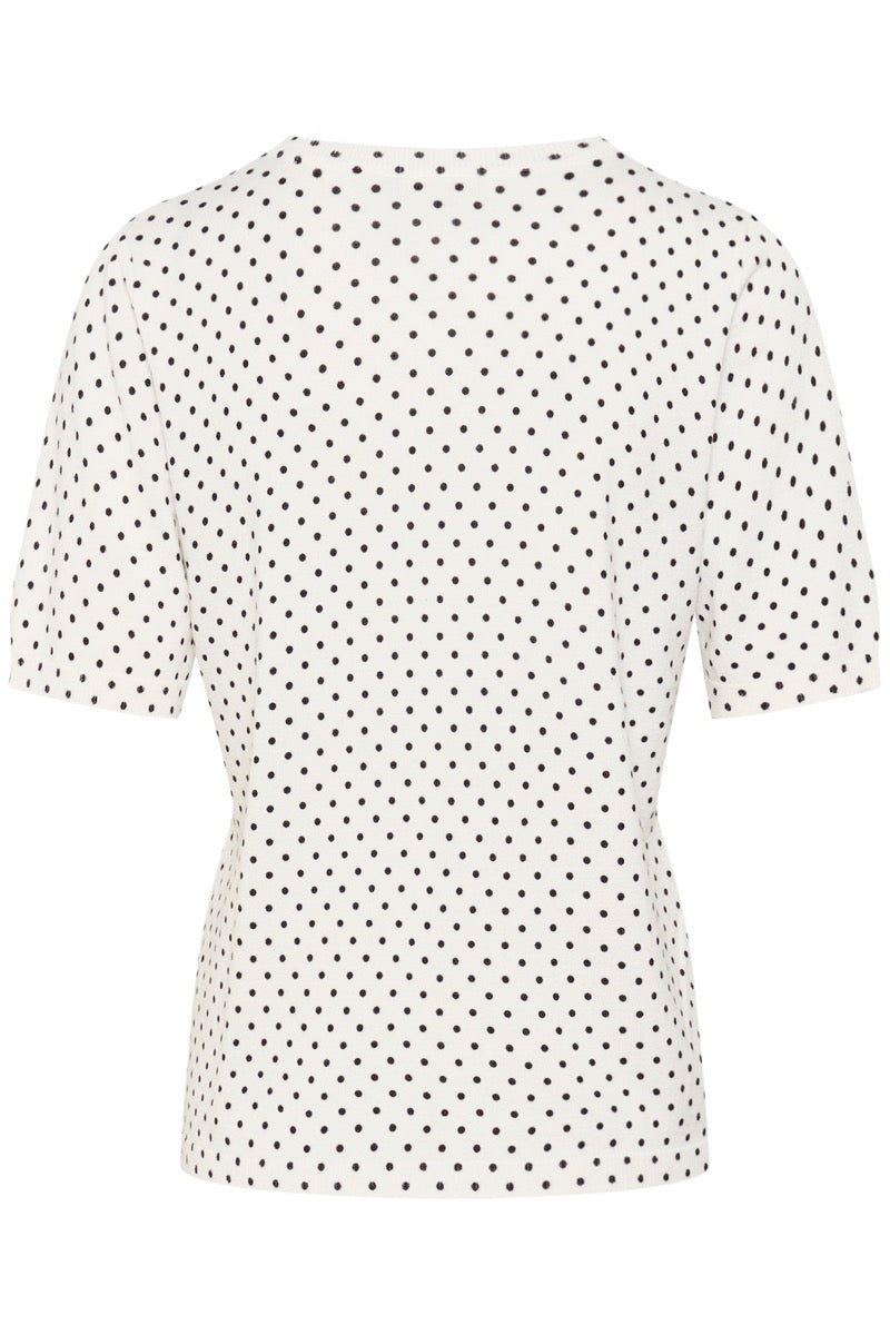 KAFFE Liz Pullover Prikket Chalk Hvid Sort