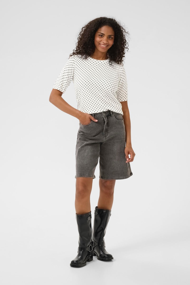 KAFFE Liz Pullover Prikket Chalk Hvid Sort