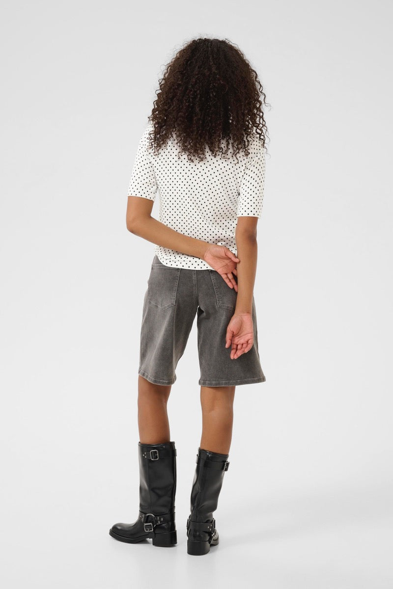 KAFFE Liz Pullover Prikket Chalk Hvid Sort